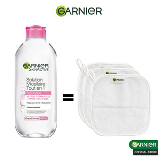 Garnier solution micellaire tout en 1 peaux sensibles 400ml = SET DE 3 PADS SKINACTIVE OFFERT