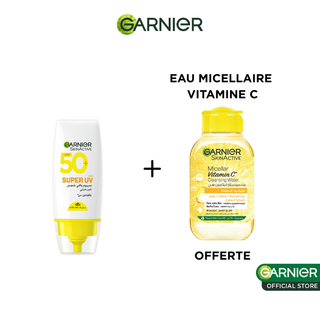 GARNIER SUPER UV INVISIBLE SERUM SUNSCREEN SPF 50 PA++++ UVA = EAU MICELLAIRE VITAMINE C OFFERTE