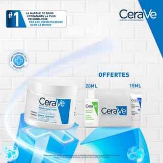 Cerave baume hydratant – 340 g = Crème Lavante 20ml + Crème Hydratante 15ml + Trousse OFFERTS