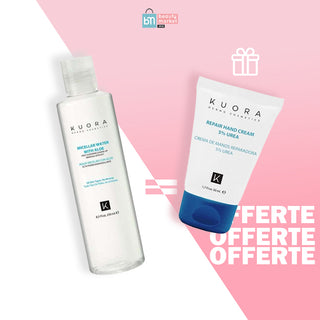 KUORA Eau Micellaire Nettoyante à l’Aloe Vera – 250ml = CRÈME MAINS RÉPARATRICE À L'URÉE 5% 50ML OFFERTE