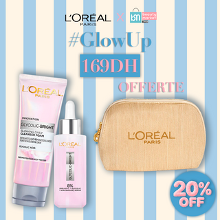 L'OREAL PARIS - SERUM GLYCOLIC BRIGHT MELASYL 30 ML + GEL NETTOYANT GLYCOLIC BRIGHT 100ML = POUCH BEIGE OFFERT