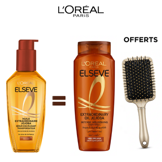L’oréal Paris Elseve Pack Huile Extraordinaire Jojoba 100 Ml + Shampooing 400 Ml + Brosse Offerte