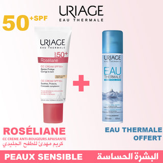 URIAGE ROSÉLIANE CC CREAM SPF50 TEINTE CLAIRE + EAU THERMALE 50ML OFFERTE