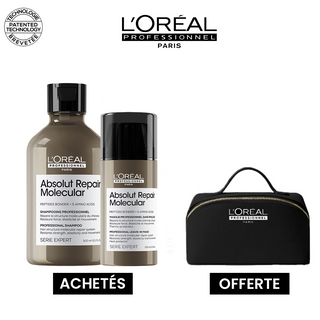 L'OREAL PROFESSIONNEL ABSOLUT REPAIR MOLECULAR SHAMPOOING 300 ML + MASQUE ABSOLUT REPAIR MOLECULAR 100 ML = Trousse OFFERTE