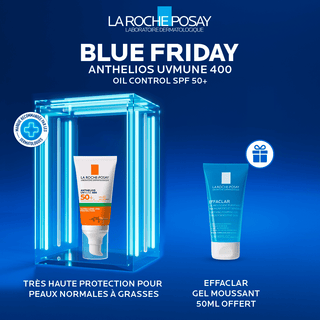La roche-posay anthelios oil control invisible spf50+ peau m à g 50ml = Effaclar Gel Moussant 50ml OFFERT