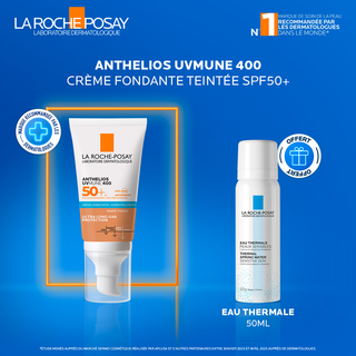 La roche-posay anthelios ultra crème teintée spf50+ 50 ml = Eau thermale 50 ml Offerte