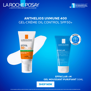 La roche posay anthelios oil control invisible spf50+ peau m à g 50ml = Effaclar Gel Moussant 50ml OFFERT