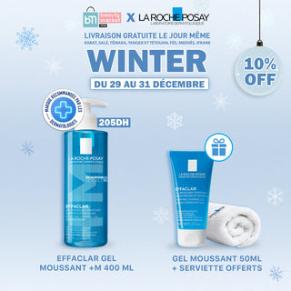 La roche-posay effaclar gel moussant 400 ml = Gel Moussant 50ml + Serviette Visage OFFERTS
