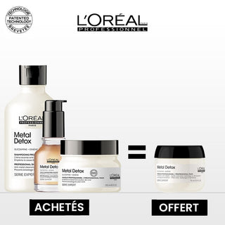 L'oreal Professionnel PACK Metal Detox Shampooing 300ml + Masque 250ml + HUILE CONCENTRE 50 ML = MASQUE 75 ML OFFERT