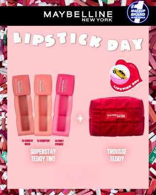 MAYBELLINE NEW YORK SUPERSTAY TEDDY TINT BLUSH À LÈVRES – PACK DE 3 TEINTES CHAUDES 10,15,45 = Tousse OFFERTE