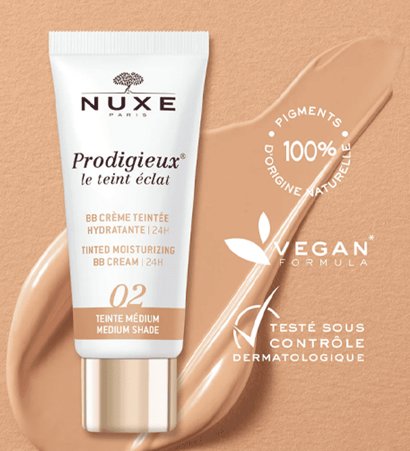 NUXE PRODIGIEUX LE TEINT ECLAT 02 BB CREME HYDRATANTE MEDIUM 30 ML
