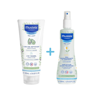 Mustela Gel Nettoyant 2 En 1 – 200 Ml + Eau Rafraîchissante Et Coiffante Pour Bébé – 200 Ml