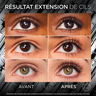 Avant après mascara L’Oréal Paris Telescopic Extensionist – cils plus longs et recourbés