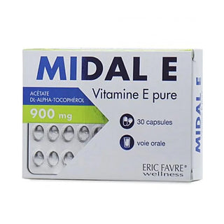 Midal E Vitamine E pure Eric Favre 900mg 30 Capsules