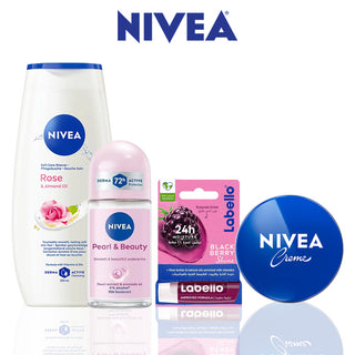Nivea Pack Femme Crème Douche + Déo Pearl Beauty + Crème 30ml + Labello Stick = Trousse offerte