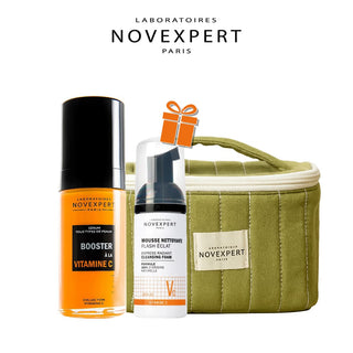 NOVEXPERT GLOWING SKIN DUO BOX سيروم معزز للتوهج مع فيتامين C 30 مل + رغوة فلاش متوهجة 40 مل