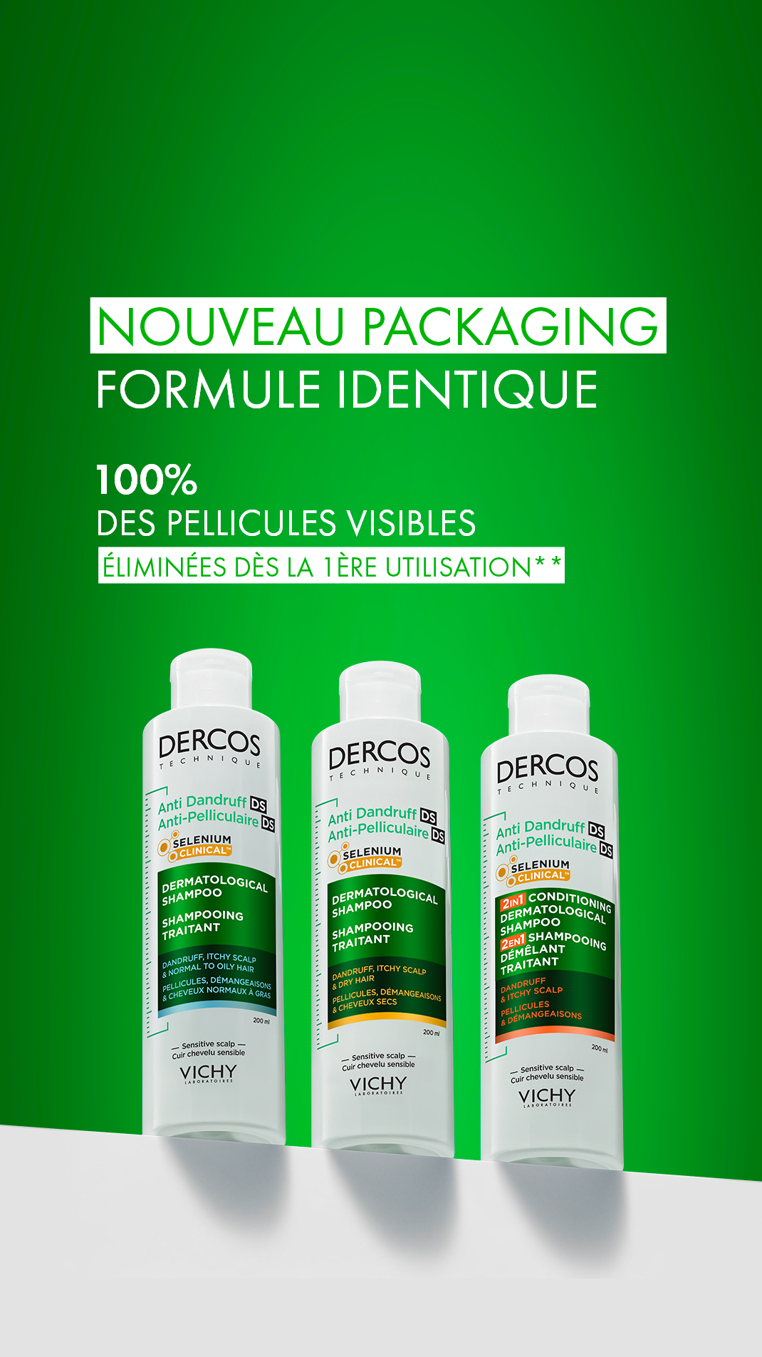Shampooings Dercos anti pelliculaires