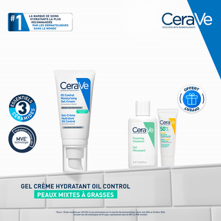 Cerave Gel Creme Hydratant Oil Control Peaux Mixtes A Grasses 52 Ml = Creme Lavant 20 Ml + Fluide Spf50 3ml Offerts