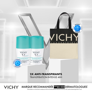 Vichy déodorant anti-transpirant 48h roll-on – 50 ml *2 = Tote Bag Offert