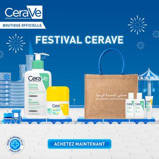 CeraVe Pack Été Gel Moussant 236 ml + Fluide Invisible Toucher Sec SPF50 50 ml + Tote Bag + 3 Cadeaux Offerts