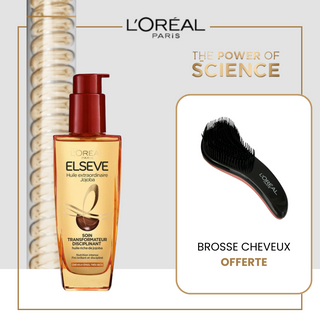 L'Oréal Paris ELSEVE HUILE EXTRAORDINAIRE JOJOBA SOIN TRANSFORMATEUR 100ML = Brosse Cheveux OFFERTE