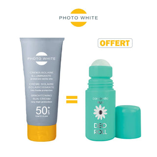 PHOTO WHITE ECRAN TEINTE SPF 50+ = CAMOMILLA BLEU DÉODORANT ROLL 50ML OFFERT