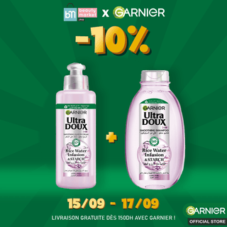Garnier ultra doux rice water shampoing 400ml + leave-in 200ml