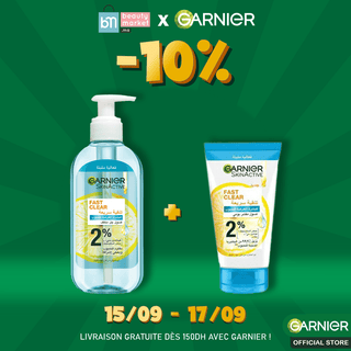 Garnier lot skinactive fast clear gel nettoyant 200ml + Scrub 50ml