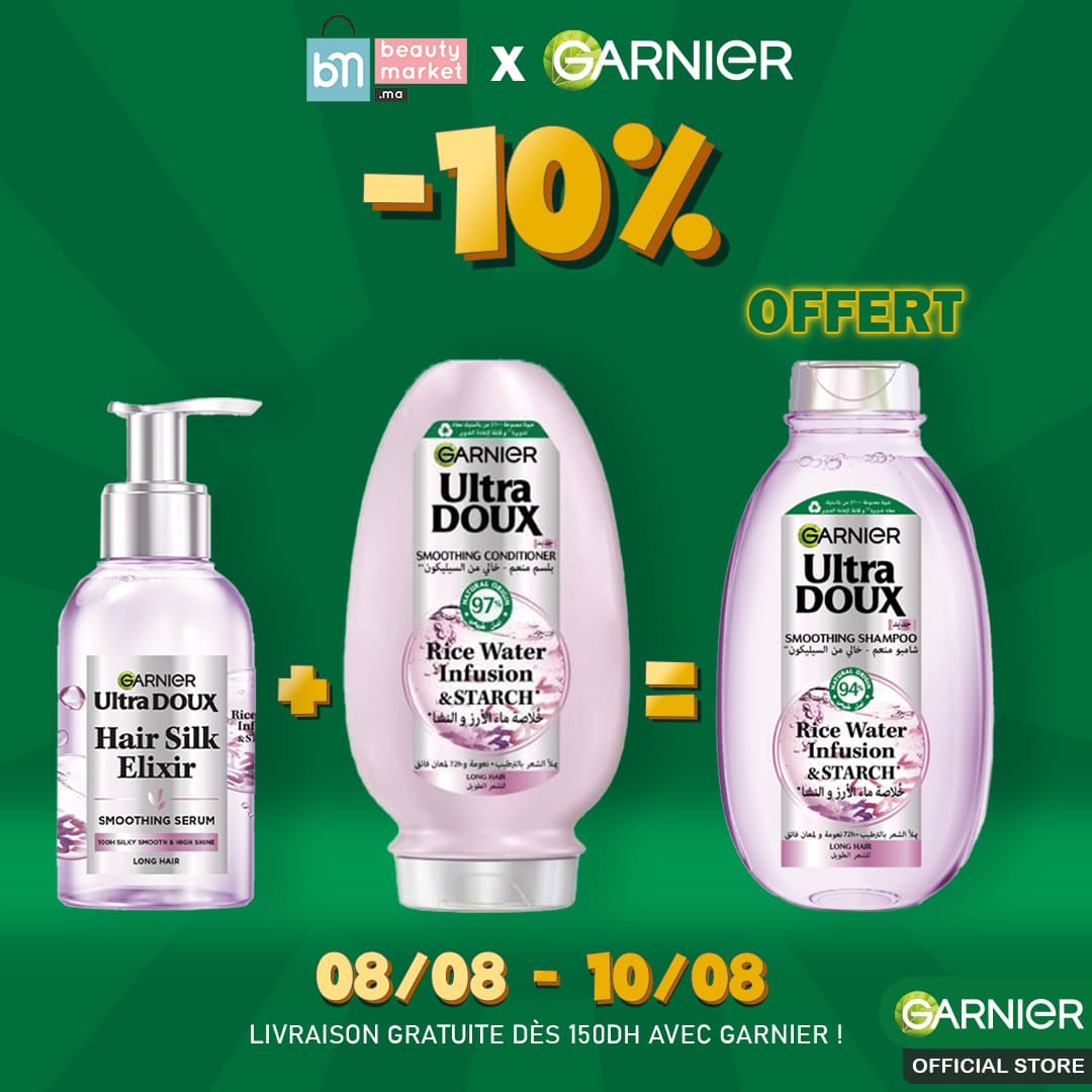 Garnier Rice Water Garnier ultra doux routine rice water serum + apsh 200ml + shampoing 4 ...