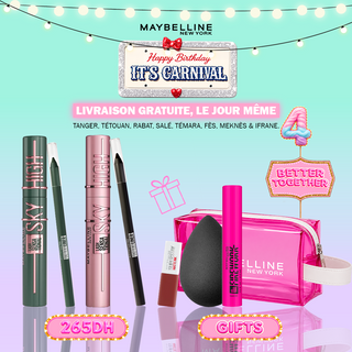Maybelline Pack Duo Sky High – Mascara Green Altitude & Noir + Tattoo Liner Green & Noir = Trousse + 3 Cadeaux OFFERTS