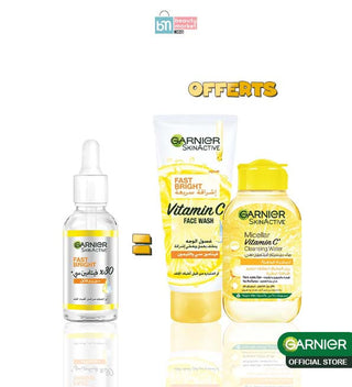 GARNIER SERUM FAST BRIGHT 30ML = GEL WASH 100ML + MIC VITA C 100ML