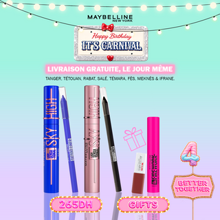 Maybelline Pack Duo Sky High – Mascara Bleu & Noir + Tattoo Liner Bleu & Noir = 2 Cadeaux OFFERTS