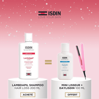 ISDIN SHAMPOO LAMBDAPIL ANTI HAIR LOSS 200ML = Mini lisseur + Daylisdin 100ml OFFERTS