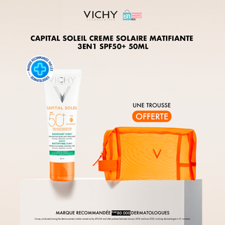 Vichy capital soleil creme solaire matifiante 3en1 spf50+ 50ml = Trousse offerte