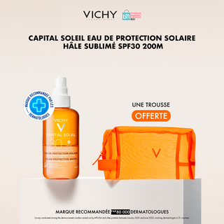 VICHY CAPITAL SOLEIL EAU DE PROTECTION SOLAIRE HÂLE SUBLIMÉ SPF30 200ML = Trousse OFFERTE