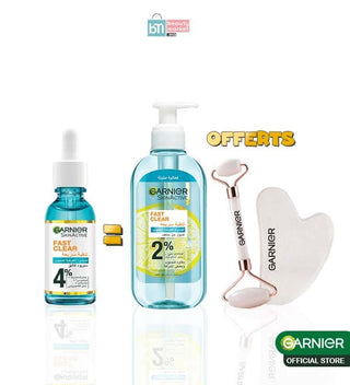 GARNIER PACK FAST CLEAR  SERUM 30ml = GEL WASH FAST CLEAR 200ML + ROLLER & GUASHA OFFERTS