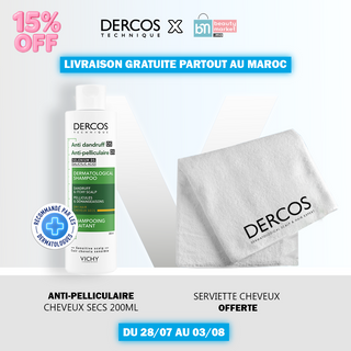 Vichy Dercos Shampooing Antipelliculaire Cheveux Secs 200 Ml = Serviette Cheveux OFFERTE