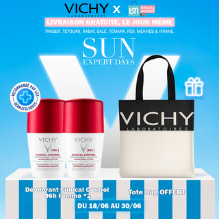 VICHY DÉODORANT CLINICAL CONTROL 96H FEMME *2 = TOTE BAG OFFERT