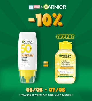 Garnier Super UV Invisible Serum Sunscreen SPF 50 PA++++ UVA/ = MICELLAIRE VITA C 100ML OFFERT
