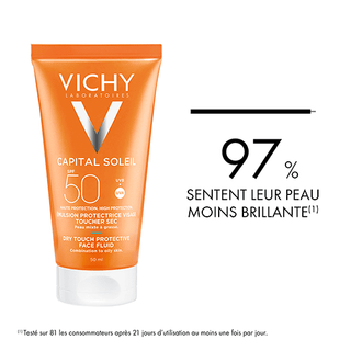Vichy Capital Soleil Émulsion Toucher Sec SPF50 Peau Sens Mixte à Grasse 50ml*2 = Sac Solaire OFFERT