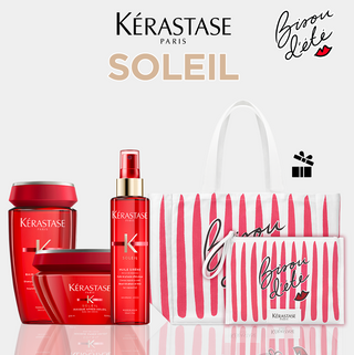 Kérastase Soleil – Rituel Après-Soleil avec Bain Après-Soleil 250 ml, Masque Après-Soleil 200 ml, Huile Sirène 150 ml, Sac Bisou d'Été et Trousse Bisou d'Été offerts.