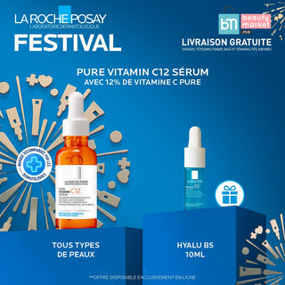 La Roche Posay pure vitamin C12 serum eclat 30ml = Mini Hyalu B5 10ML Offert