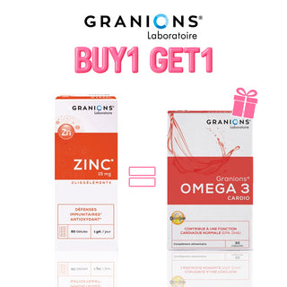 GRANIONS ZINC 15 MG B60 GÉLULES = OMEGA 3 CARDIO 30 GÉLULES OFFERTE