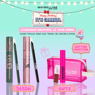 Maybelline Pack Duo Sky High – Mascara Green Altitude & Noir + Tattoo Liner Green & Noir = Trousse + 2 Cadeaux OFFERTS