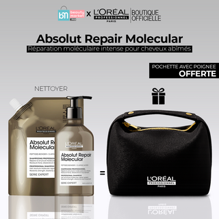 L'Oréal Professionnel Absolut Repair Molecular Shampooing 500ml + Recharge Shampooing 500ml = Pochette avec poignée offerte