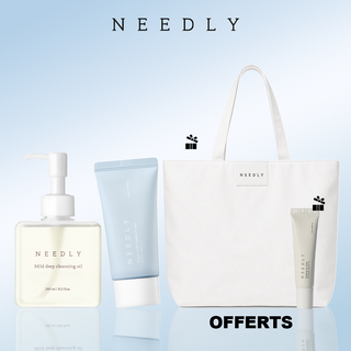 Needly Daily Essentials Duo avec Mild Deep Cleansing Oil 240 ml, Vegan Mild Sun Milk SPF50+, Lip Mask et Tote Bag offert