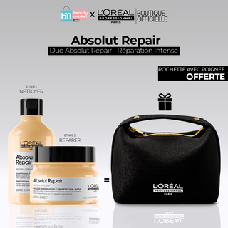 L'Oréal Professionnel Absolut Repair Shampooing 300ml + Masque 250ml = Pochette avec poignée offerte