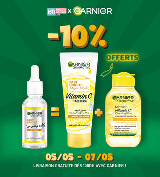 GARNIER SERUM FAST BRIGHT 30ML = GEL WASH 100ML + MIC VITA C 100ML