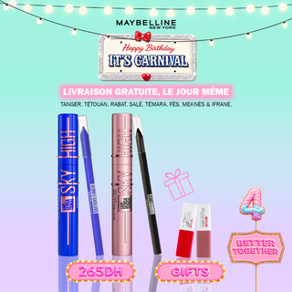 Maybelline Pack Duo Sky High – Mascara Bleu & Noir + Tattoo Liner Bleu & Noir = 2*Mini SuperStay OFFERTS