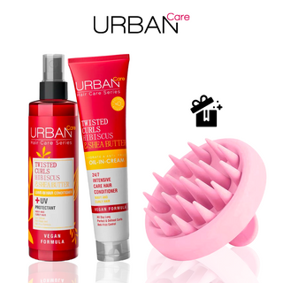 Pack Urban Care Twisted Curls Hibiscus & Shea Butter avec brosse de massage cuir chevelu offerte pour cheveux bouclés - Beautymarket Maroc